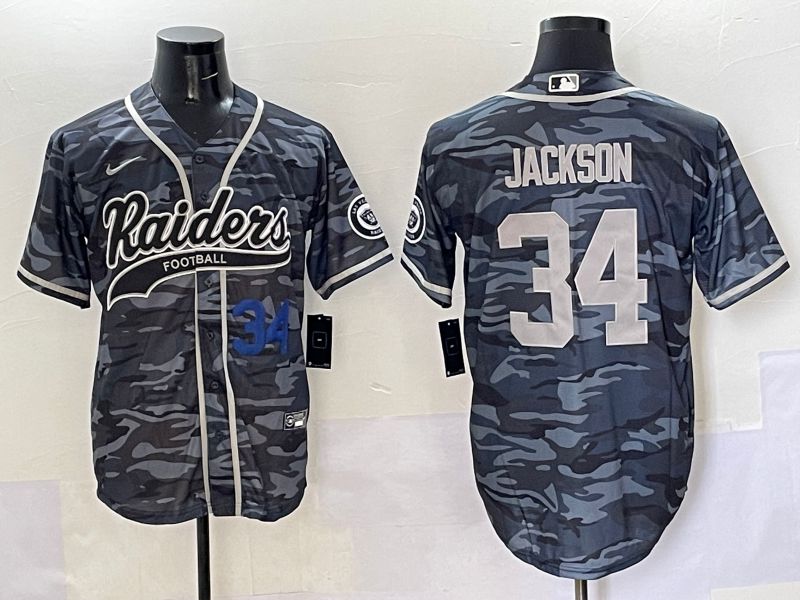 Men 2025 Oakland Raiders #34 Jackson Camo Joint Name Nike Limited NFL Jersey style 3->oakland raiders->NFL Jersey